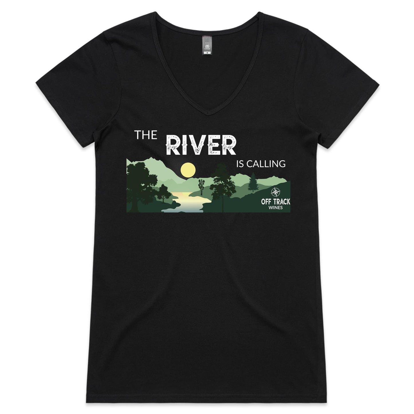 Women T-Shirt - The River is Calling - Colour Art - V-Neck